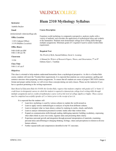 Hum 2310 Mythology Syllabus