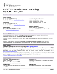PSY100Y5F Introduction to Psychology