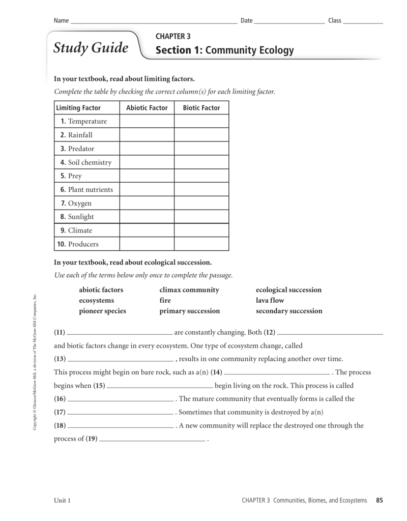 population ecology homework and study guide answer key