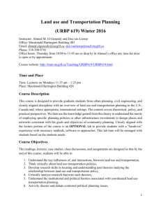 Land use and Transportation Planning (URBP 619) Winter 2016