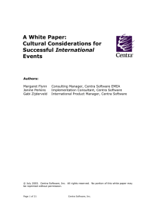 A White Paper: Cultural Considerations for Successful International