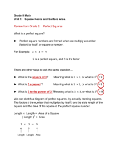 Grade 9 Math Unit 1: Square Roots and Surface Area. Review from