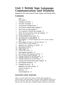 Unit 3 British Sign Language, Communication and Deafness