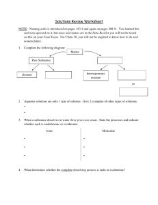 Solutions Review Worksheet