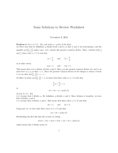 Some Solutions to Review Worksheet