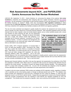 Centrix Announces the Risk Review Worksheet