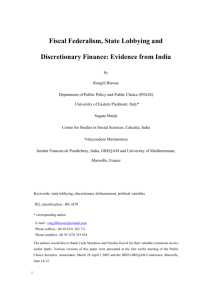 Fiscal Federalism, State Lobbying and Discretionary Finance