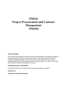 Syllabus: Project Procurement and Contract Management
