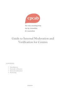 Guide to Internal Moderation and Verification for Centres