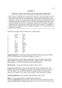 Nomenclature and structure of organic compounds