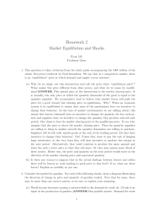 Homework 2 Market Equilibrium and Shocks