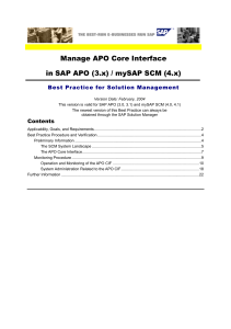 Manage APO Core Interface in SAP APO (3.x) / mySAP SCM (4.x)