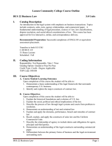 Lassen Community College Course Outline BUS 22 Business Law