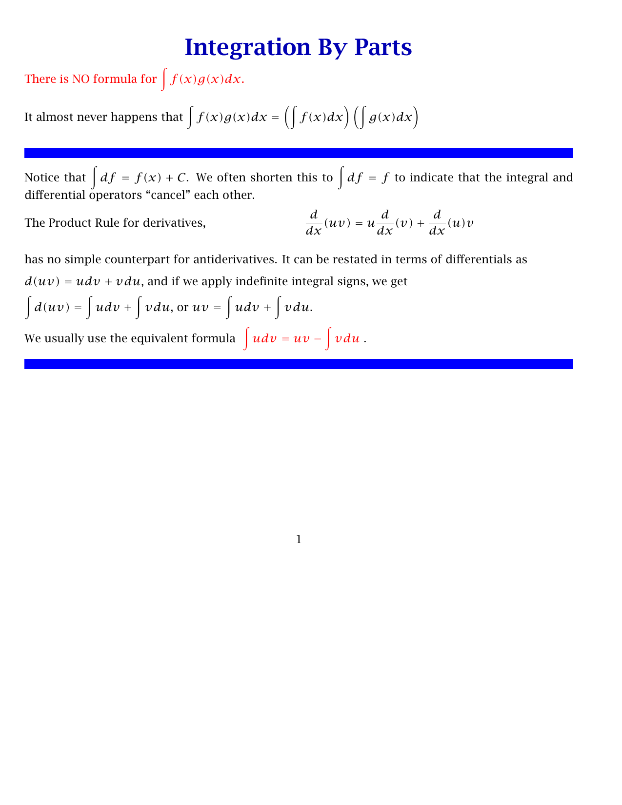 Integration By Parts