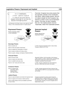 Legislative Powers: Expressed and Implied 2