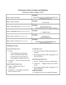 Performance Metric Formulas and Definitions