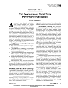 "The Economics of Short-Term Performance Obsession" by Alfred