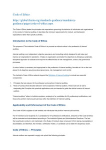 Code of Ethics https://global.theiia.org/standards