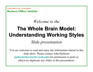 The Whole Brain Model: Understanding Working Styles