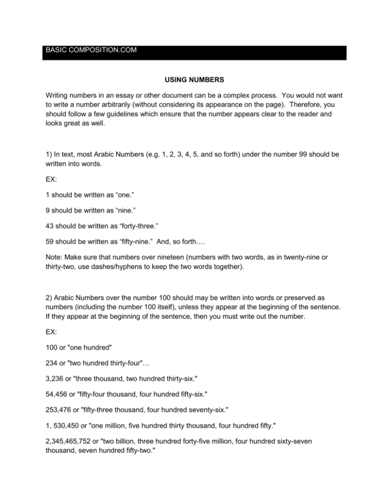should you type out numbers in an essay