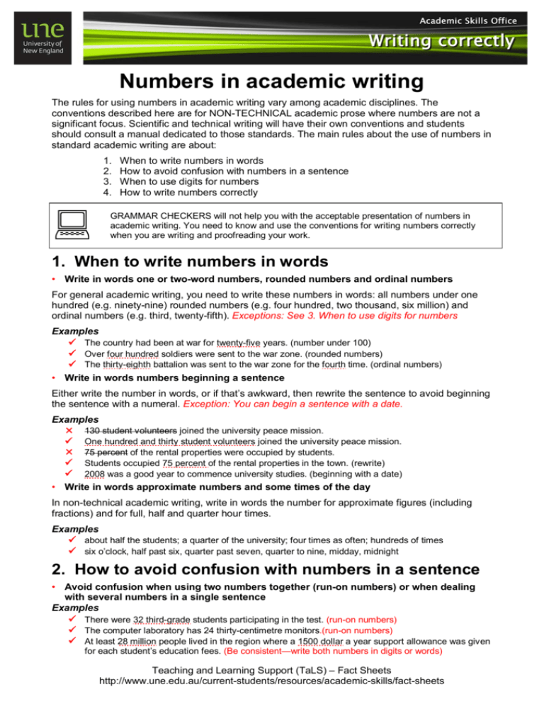 can you use numbers in an academic essay