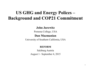 US GHG and Energy Polices – Background and COP21 Commitment