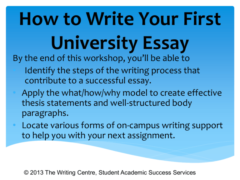 how to write your first university essay