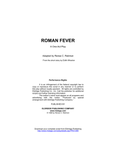 ROMAN FEVER - Eldridge Plays & Musicals