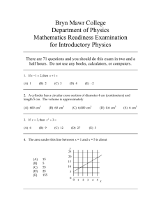 Physics/Math Readiness Examination