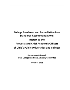 College Readiness and Remediation Free Standards