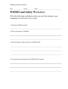 WHMIS and Safety Worksheet