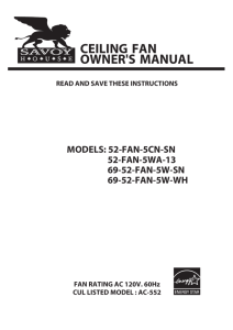 ceiling fan owner's manual - Del Mar Fans and Lighting