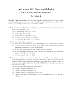 Astronomy 102: Stars and Galaxies Final Exam Review Problems