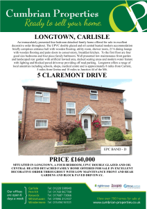 LONGTOWN, CARLISLE 5 CLAREMONT DRIVE PRICE £160,000