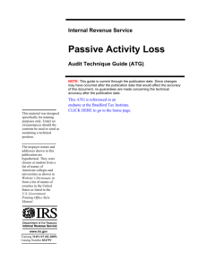 IRS Passive Activity Loss Audit Technique Guide (ATG)