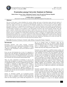 Frustration among University Students in Pakistan