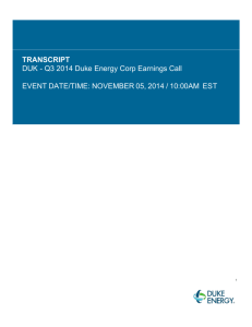 TRANSCRIPT DUK - Q3 2014 Duke Energy Corp Earnings Call