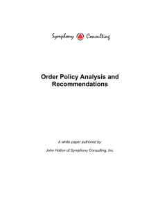 Order Policy Analysis and Recommendations