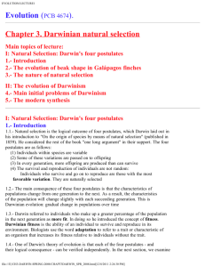 Evolution (PCB 4674). Chapter 3. Darwinian natural selection