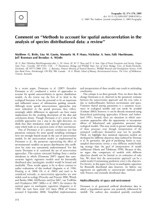 Comment on ''Methods to account for spatial autocorrelation in the