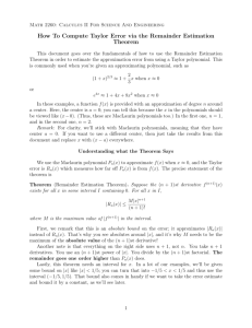 How To Compute Taylor Error via the Remainder Estimation Theorem