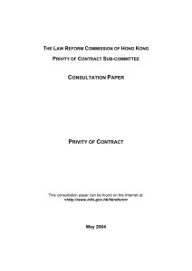 CONSULTATION PAPER PRIVITY OF CONTRACT