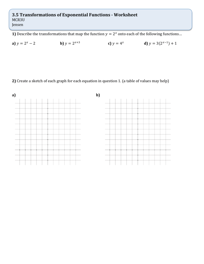 22.22 Transformations of Exponential Functions With Regard To Transformations Of Functions Worksheet