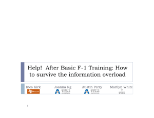 Help! After Basic F-1 Training: How to survive the information overload