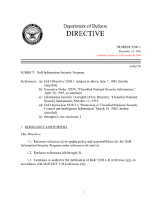 DoD Directive 5200.1, December 13, 1996, Certified Current as of