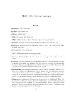 Math 8011. Abstract Algebra