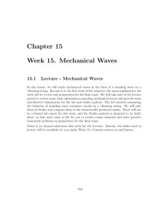 Chapter 15 Week 15. Mechanical Waves
