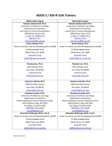 ADOS-2 / ADI-R USA Trainers - Weill Cornell Department of Psychiatry