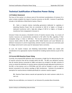 Technical Justification of Reactive Power Sizing