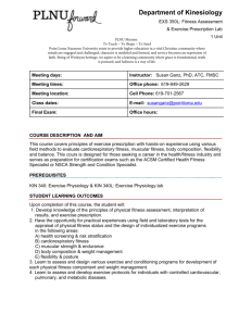 EXS 350L Fitness Assessment and Exercise Prescription Lab